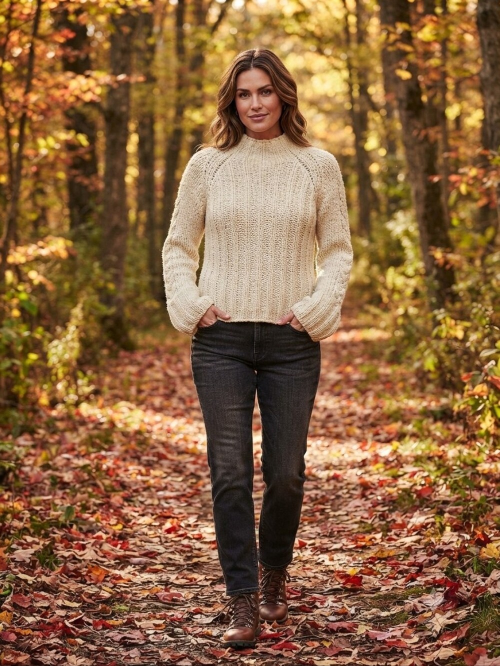 DKNY Jeans Women's Cream Chunky Knit Mock Neck Sweater Size M